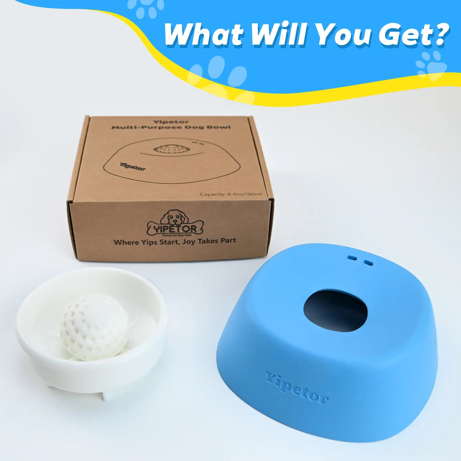 Elevate Your Pet's Mealtime with the Yipetor Slow Feeder Dog Bowl – No Spill Design for Liquid Treats, Perfect for Bone Broth and Yogurt, Ideal Gift for All Breeds!