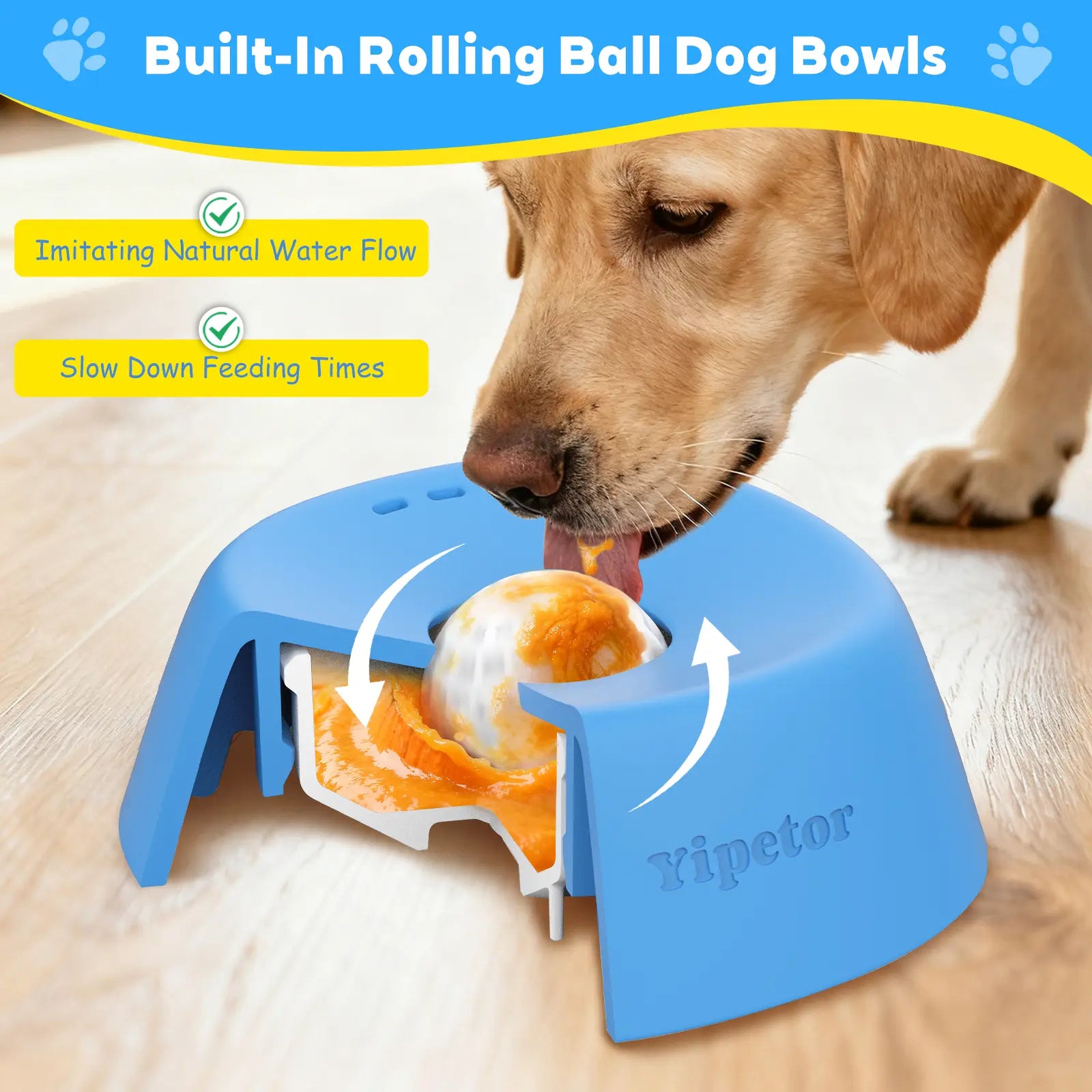 Elevate Your Pet's Mealtime with the Yipetor Slow Feeder Dog Bowl – No Spill Design for Liquid Treats, Perfect for Bone Broth and Yogurt, Ideal Gift for All Breeds!