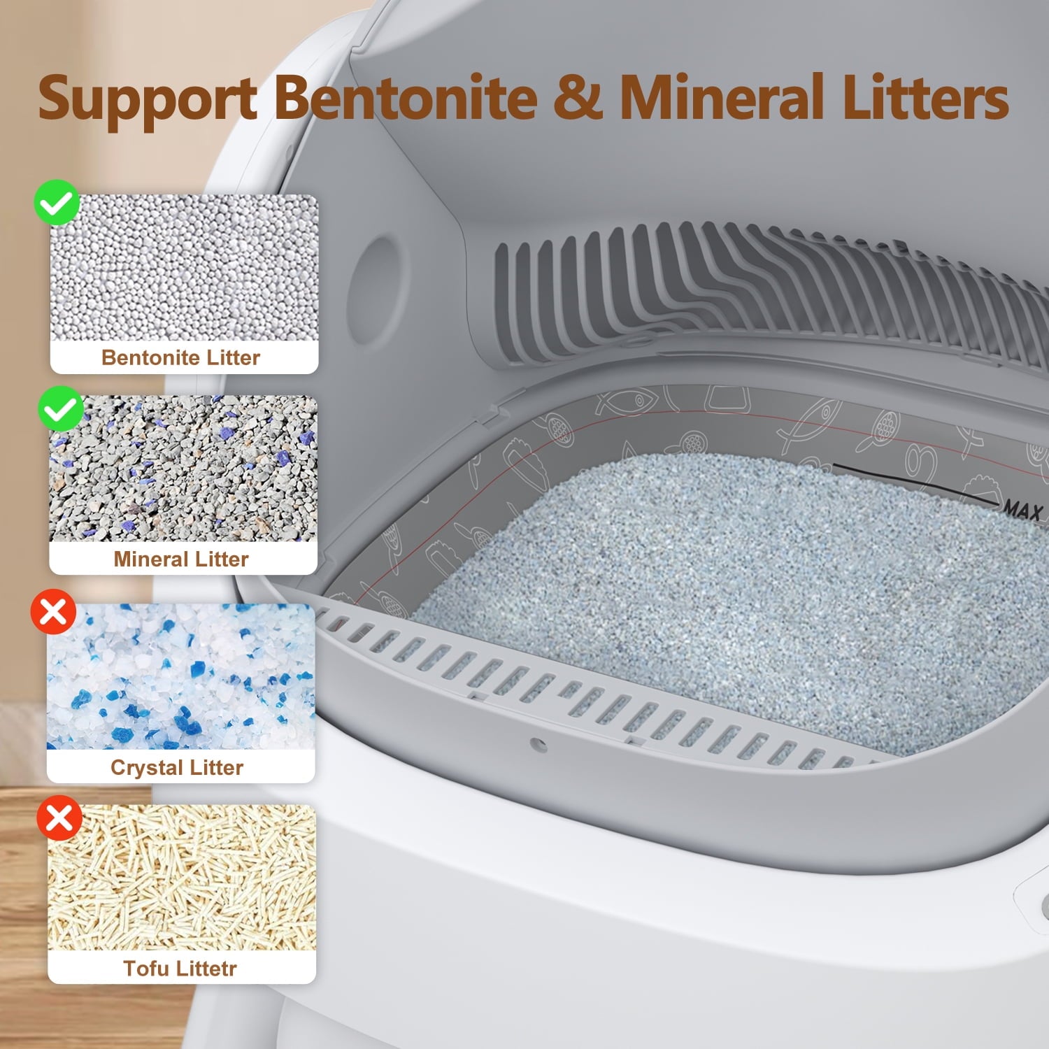 Revolutionary Self-Cleaning Cat Litter Box with Safety Features, Mat & Trash Bags - Modern Grey Design