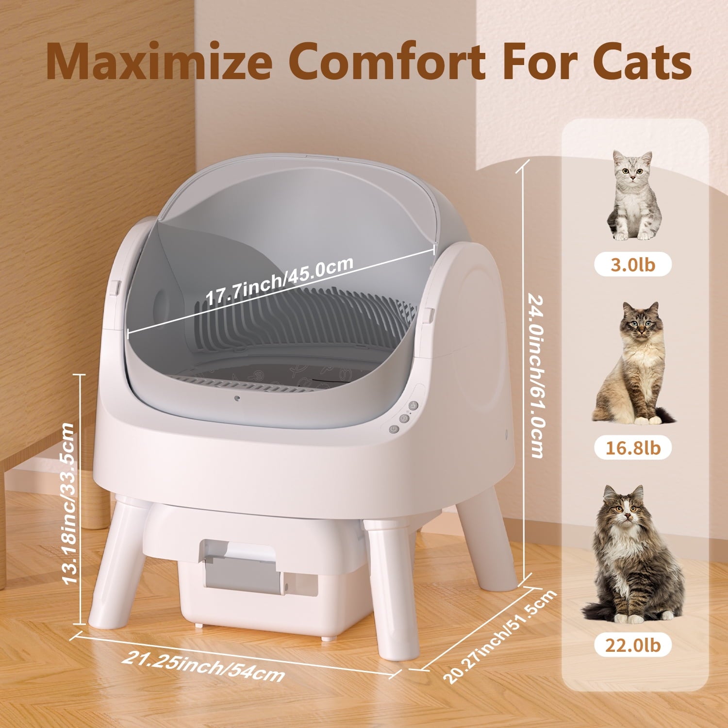 Revolutionary Self-Cleaning Cat Litter Box with Safety Features, Mat & Trash Bags - Modern Grey Design