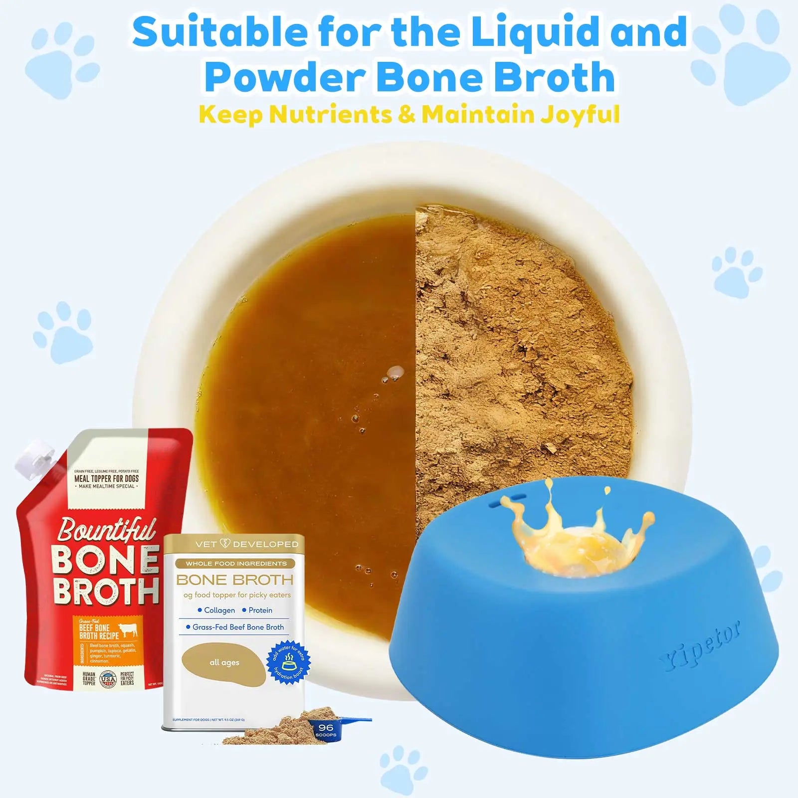 Elevate Your Pet's Mealtime with the Yipetor Slow Feeder Dog Bowl – No Spill Design for Liquid Treats, Perfect for Bone Broth and Yogurt, Ideal Gift for All Breeds!