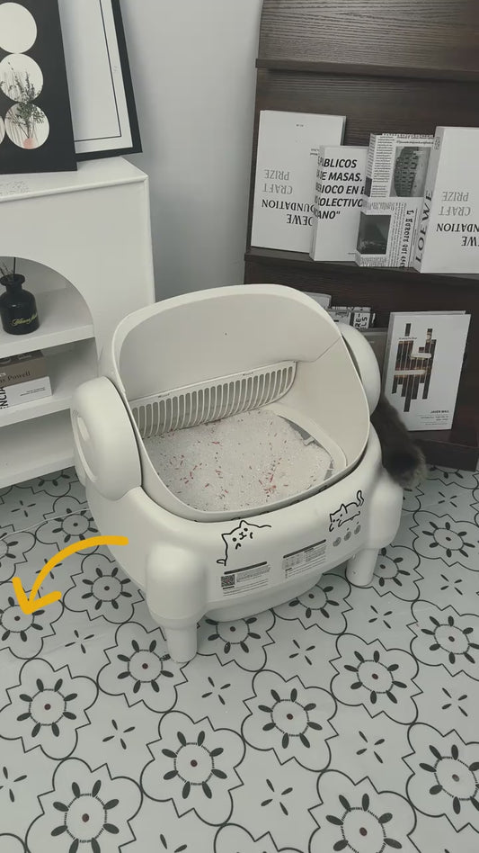 ECORUI Automatic Self-Cleaning Litter Box with App Control - Spacious & Safe for Multiple Cats - Cream White